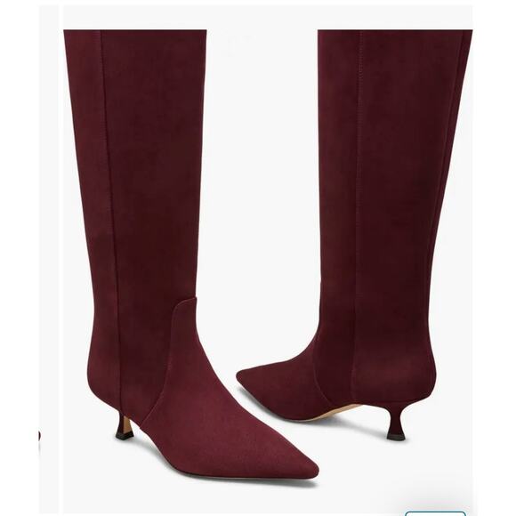 Stuart Weitzman $850 NAOMI 50 Knee High Boots Sz 10B NIB Cabernet Burgundy Suede - Picture 1 of 15